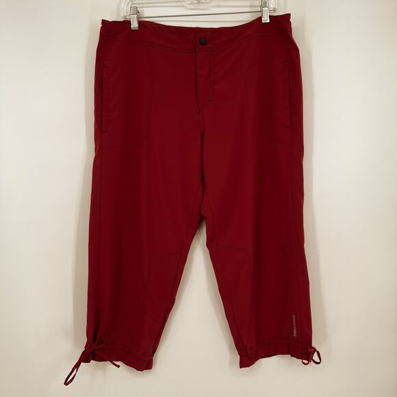 Marmot Pants - Marmot Womens Crop Capri Pant Large Cranberry Lightweight Hiking Travel Tie Cuff